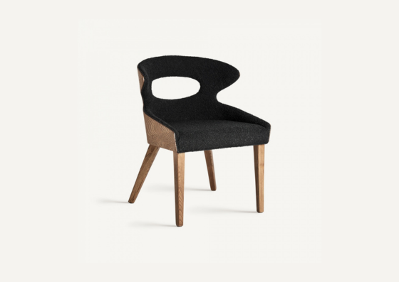 Silla tapizada art deco, madera de fresno