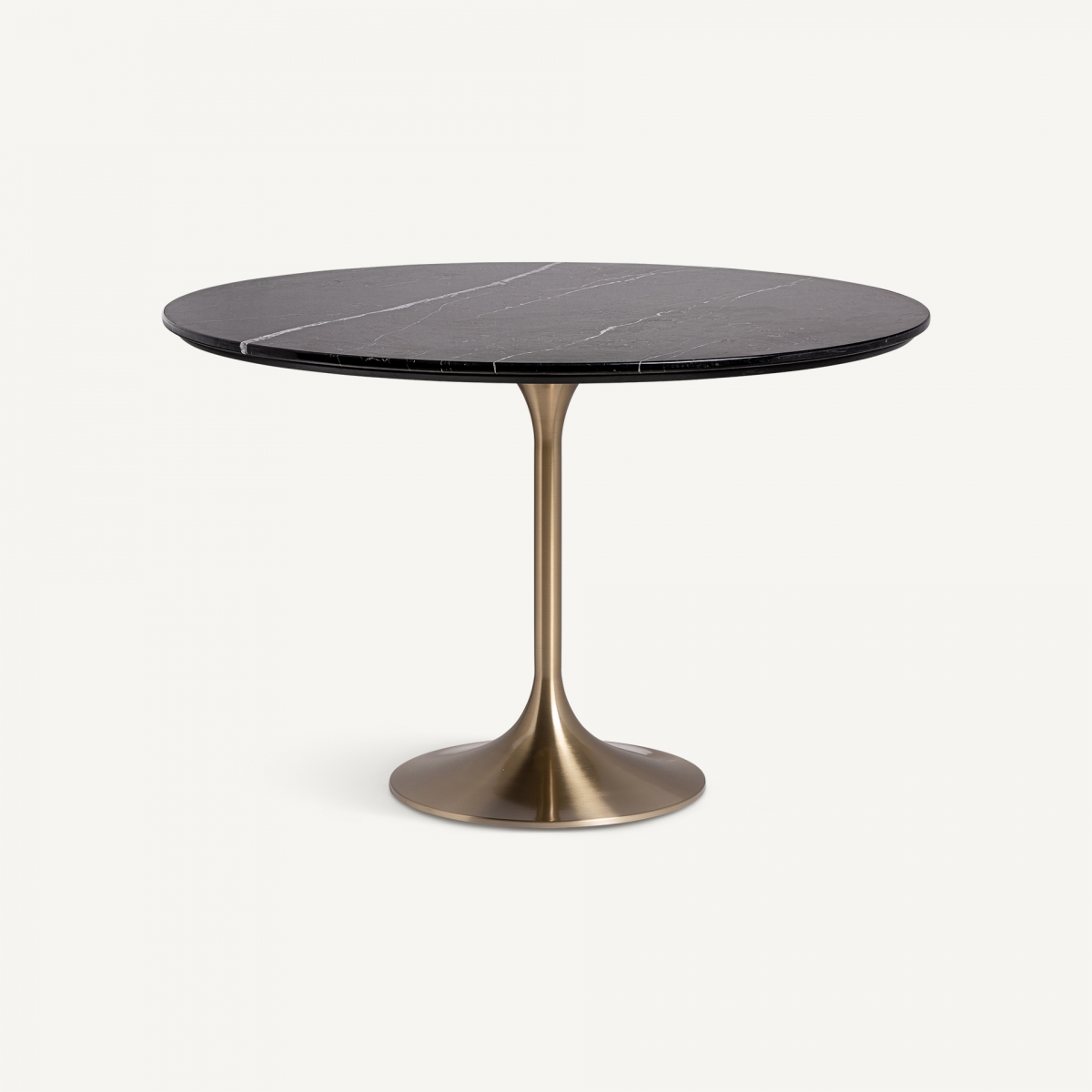 MESA ART DECÓ PATA DORADA Y TABLERO PORCELÁNICO NEGRO